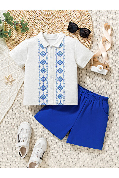 Take Two By Styli Boys Graphic Print Shirt and Shorts Set