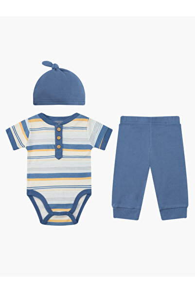 Mother's Choice By Styli 3-Piece Baby Outfit Ribbed Bodysuit, Pants and Hat Set