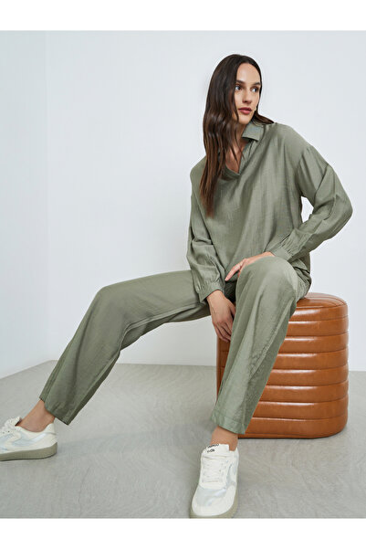 Take Two By Styli Khaki Long Sleeve Top and Trousers Co-Ords