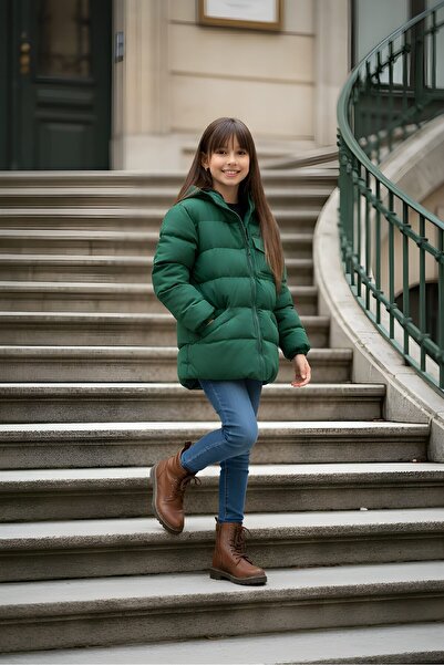 QUB CLUB Girl's Water Repellent Windproof Plush Inflatable Jacket