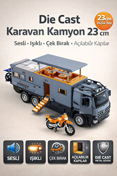 YILDIRIM OYUNCAK Die Cast Caravan Truck with Sound and Light, Pull and Drop F...