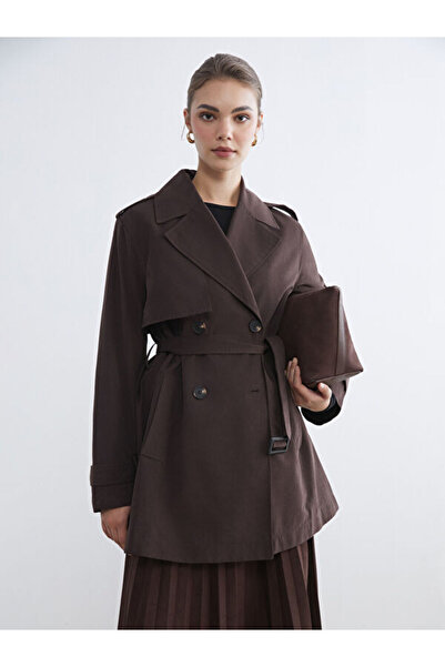 LC Waikiki Rmz Gi̇yi̇m Farkiyla Double-Breasted Roba Collar Women's Trench Coat