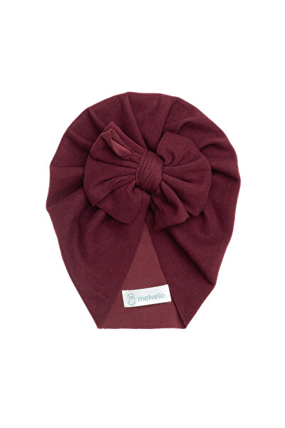 melvelo Baby turban with bow, cashmere, Cashmere - Ruby 0-1 year
