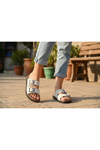 mersin md tekstil Women's Double-Soled Orthopedic Slippers with Inner Padding