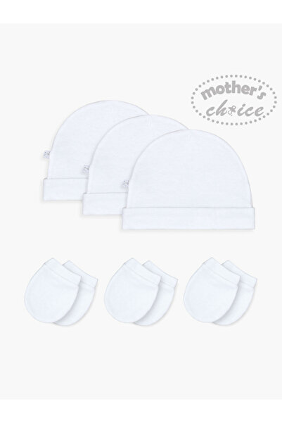 Mother's Choice By Styli عبوة من 6 قطع - قبعة وقفازات ناعمة الملمس لحديثي الو...