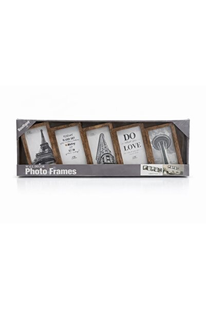 Modern 5'li Açık Kahve eskitme görünümlü Fotoğraf Çerçeve Seti 4"x 6" (10cm x 15cm )
