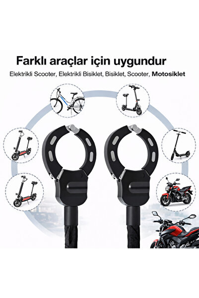 ax7 Moto Çift Başlıklı Zincirli Motosiklet Kilidi – Ağır Hizmet Güvenlik Zinc...