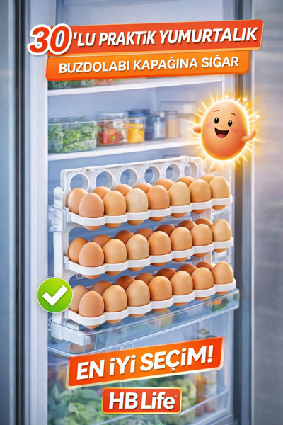 HB LİFE Kat Kat Yumurtalık 30’lu | Buzdolabı Yumurta Organizeri 3 Katlı Raflı...