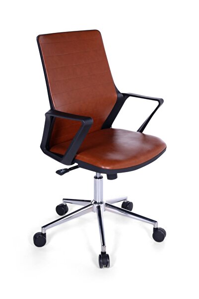 Ofisbazaar Lizz Kahverengi Deri Çalışma Koltuğu | Ergonomik Şef ve Toplantı K...