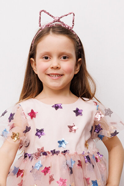 Le Mabelle Pink Sequin Bow Figured Girl's Crown