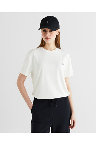 Gant Kadın Beyaz Bisiklet Yaka Regular Fit T-Shirt