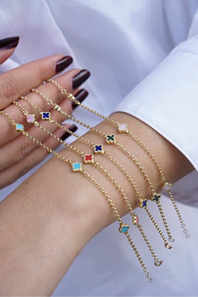 Candaş kuyumculuk 14 Ayar Altın Üçlü Mineli Yonca Bileklik