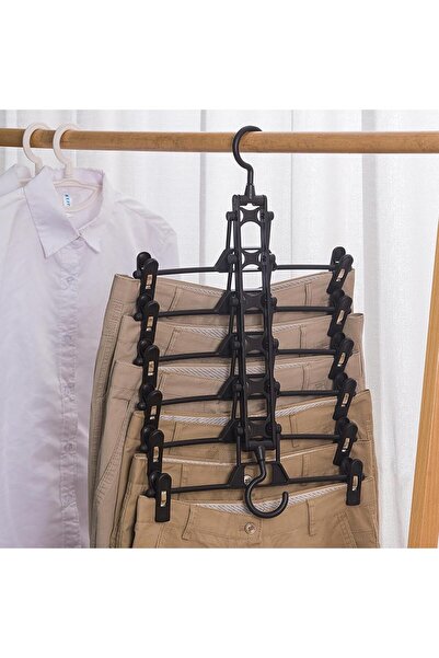 zola 6-pair trouser organizer hanger, foldable, vertical/horizontal, black