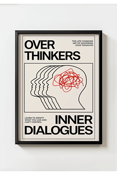 MIOVI WORKS Over Thinkers | Siyah Çerçeveli Poster Modern Sanat Poster Minima...