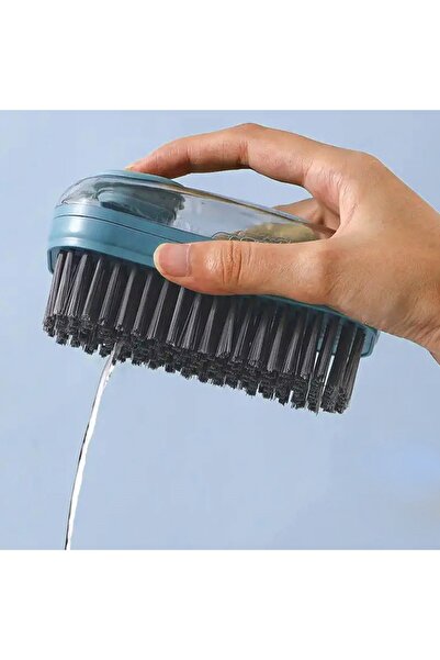 zola Brush with detergent dispenser, plastic/silicone, 12x5.5x5.8 cm, blue