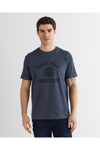 Gant Erkek Lacivert Baskılı Kısa Kollu T-Shirt