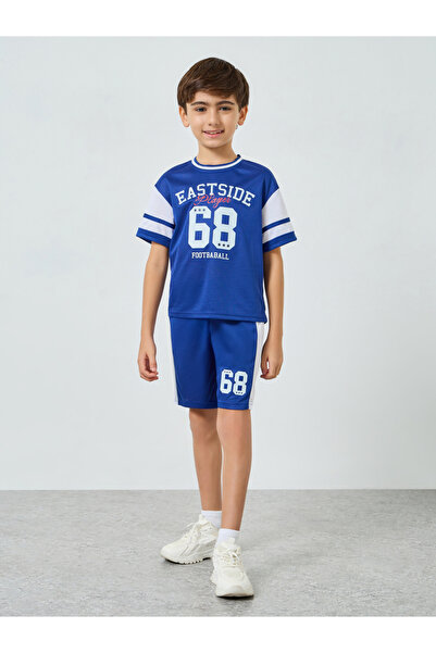 Styli Boys Navy Blue Football Jersey T-Shirt and Shorts Set