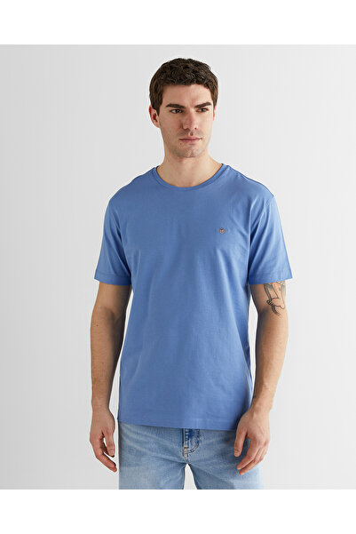 Gant Erkek Mavi Bisiklet Yaka Regular Fit Logolu T-Shirt