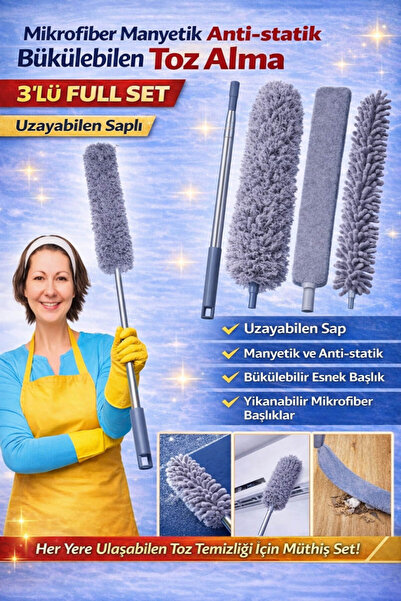 Anadolu Saray 3’lü Uzayabilen Mikrofiber Manyetik Anti-Statik Bükülebilen Toz...