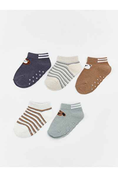 LC Waikiki Lcw Baby Anthracite Patterned Baby Boy Booties Socks 5-Pack