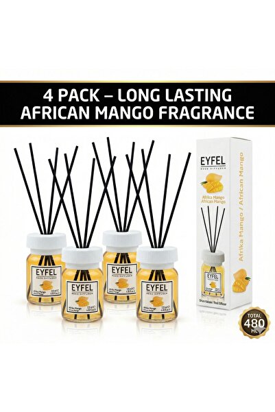 Eyfel Odorizant de cameră cu bețișoare, Mango African, 120ml x4
