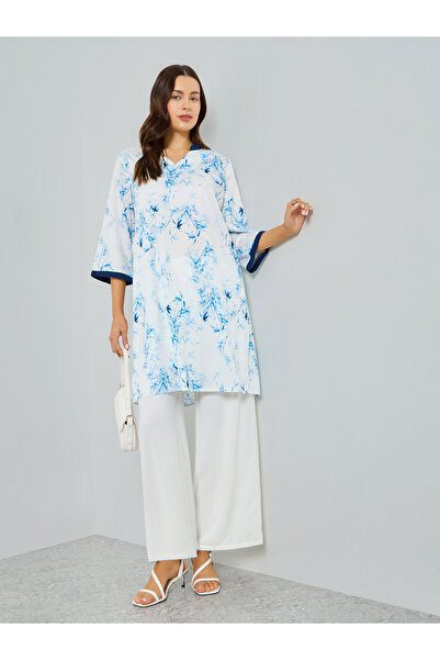 Take Two By Styli Floral Print A-Line Tunic and Trousers Co-Ords