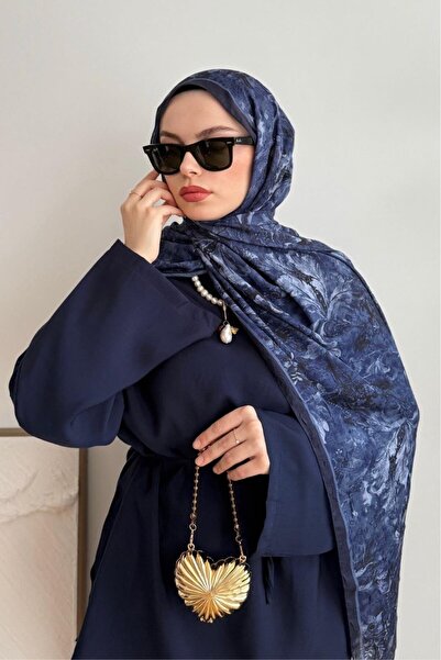 poplin LACİVERT MONA BOHEM BAMBU KRAŞ ŞAL