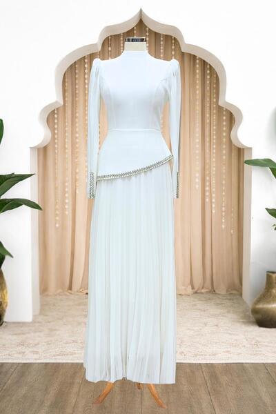 Amine Hüma Efsun Abiye Elbise Ekru