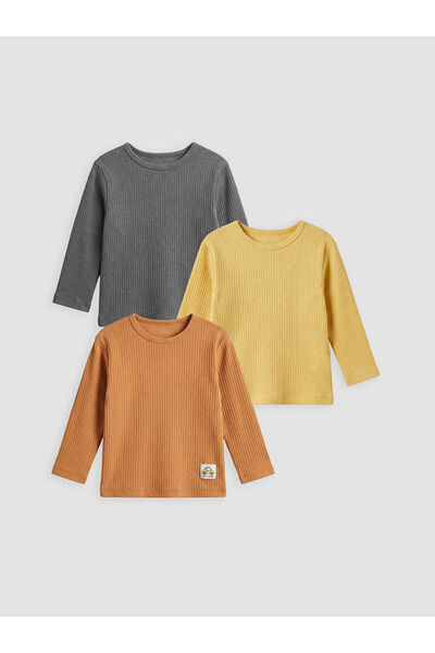 LC Waikiki GiyÇık Store den Kahverengi Bisiklet Yaka Erkek Bebek Tişört 3'lü