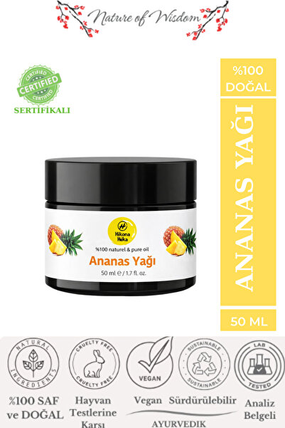 Hikona Heka زيت الأناناس الصلب المعصور على البارد، نقي وطبيعي 100%، نباتي، 50 مل