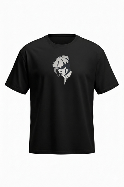 DASH WEAR Peaky Blinders T-Shirt - Black Printed Oversize Crew Neck Short Sle...