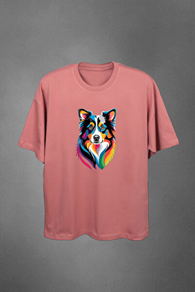 California ST Unisex 100% Cotton Colorful Dog Pop-Art Printed Oversize T-Shirt