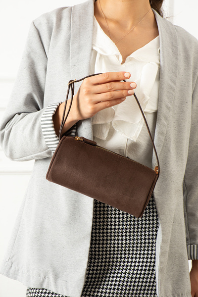 pasyone Коричнева циліндрична жіноча сумка через плече