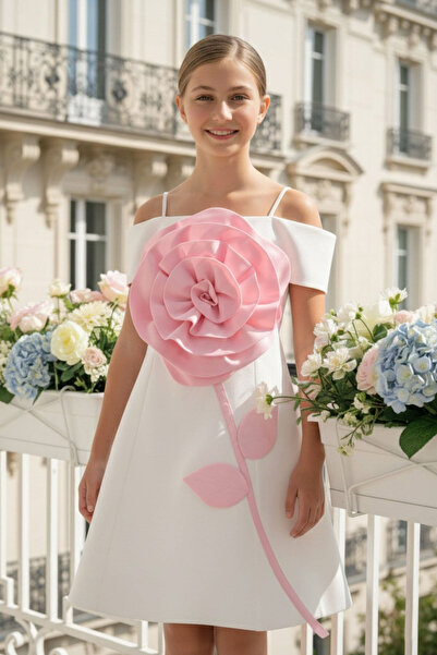 Pamina Дівчача сукня 3D з деталями у вигляді троянд, 8-15 років, екрю