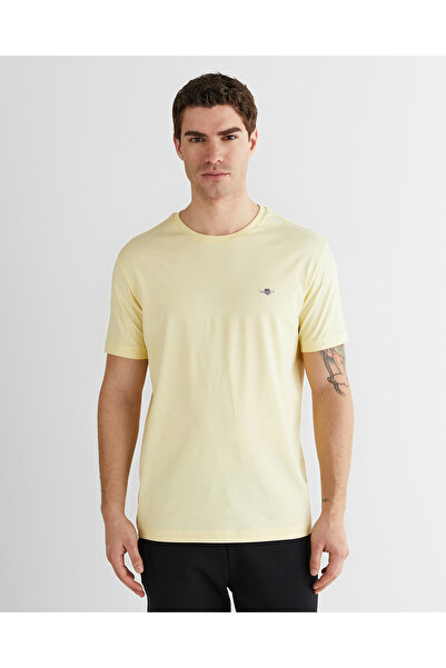 Gant Erkek Sarı Bisiklet Yaka Regular Fit Logolu T-Shirt