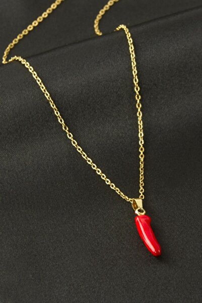 ZERO LAND 1683014780 Pepper Enamel Steel Necklace - (131430) Silver Color