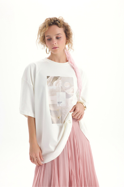 MAI STUDIOS CO. Cloud Dancer Beyaz Oversize T-Shirt