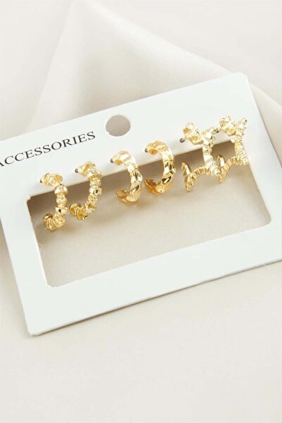 Accessories 6 Adet Yıldız Çelik Halka Küpe