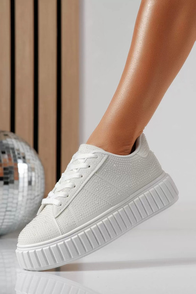 Zaira Adidasi dama albi din piele ecologica intoarsa Loris #24403 - 38