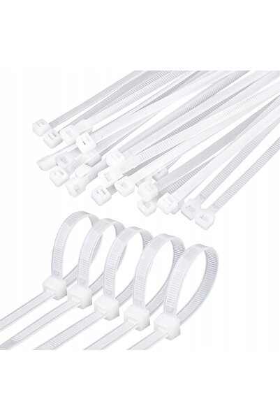 zola Set de 100 de coliere din plastic, 100x2,5 mm, albe