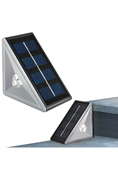 UBX Set de 2 lămpi solare LED, pentru scară cu senzor crepuscular, IP67, 0,3 ...