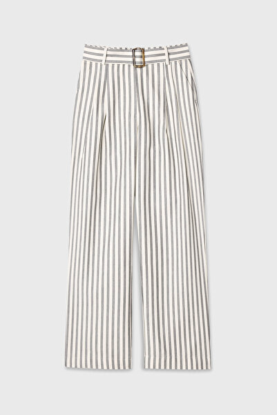 Mudo Straight Fit Striped Kem Belt Pants
