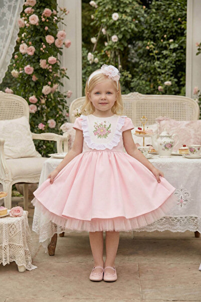 Pamina فستان بناتي مزين بالكشكشة من 6 إلى 24 شهرًا باللون الوردي