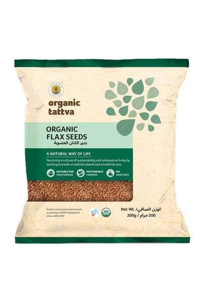 Organic Tattva Organic Whole Raw Golden Flax Seeds Omega Superfood (200g)
