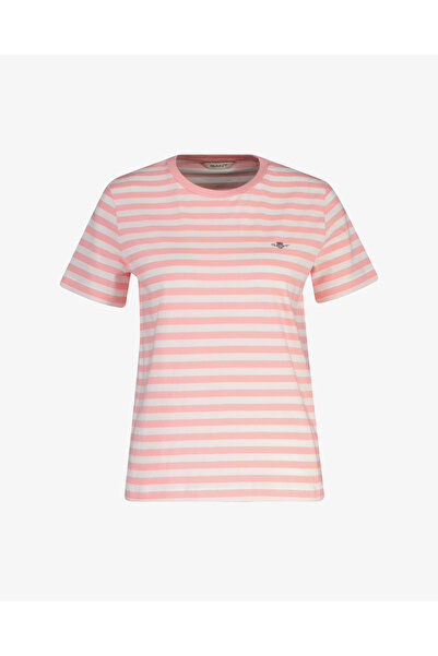 Gant Kadın Pembe Bisiklet Yaka Regular Fit Logolu T-Shirt