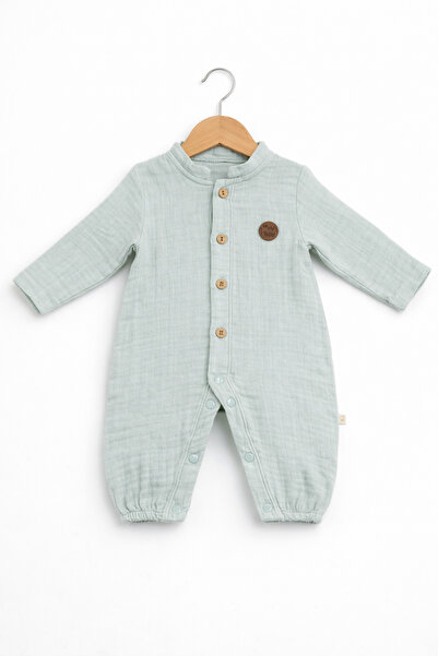 For My Baby Muslin Baby Romper Long Sleeve Buttoned Unisex Cotton Casual Romper