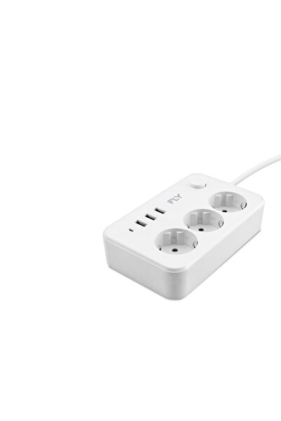 PERİBOİA كابل تمديد محمي من التيار الحراري 3 مقابس + 3X USB 2.1A مع مفتاح تشغ...