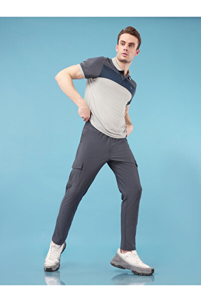 Technosport By Styli Grey Solid 4-Way Stretch Cargo Pants