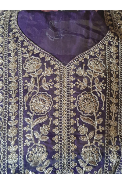 MYSMAR Purple Silk Kurta Set - AMN1013 | Purple