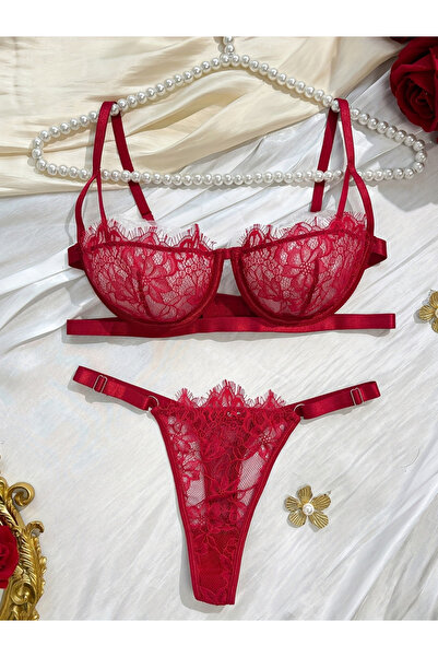 Take Two By Styli Burgundy All-Over Lace Non Padded Wired Balconette Bra and ...
